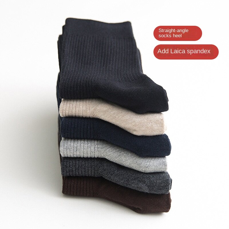 COZOK – chaussettes en coton pur pour hommes, de haute qualité, longues, respirantes, à Compression, Tube moyen, Business décontracté, grande taille 39-44