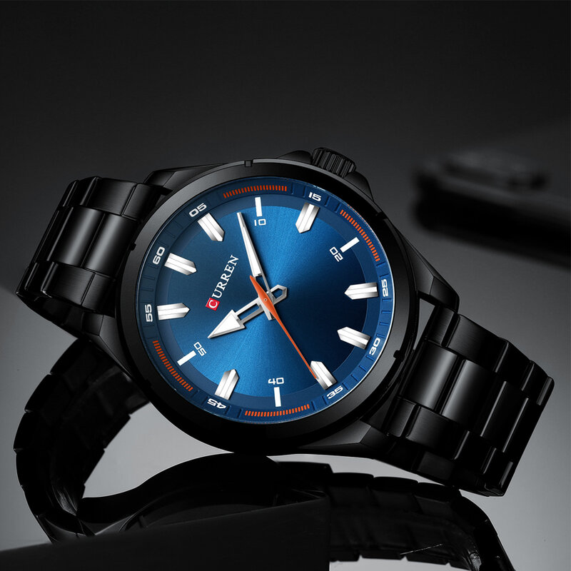 Curren relógio masculino de luxo preto aço inoxidável relógios de pulso masculino esporte relógios para homem quartzo relógio de pulso masculino à prova dwaterproof água 8320