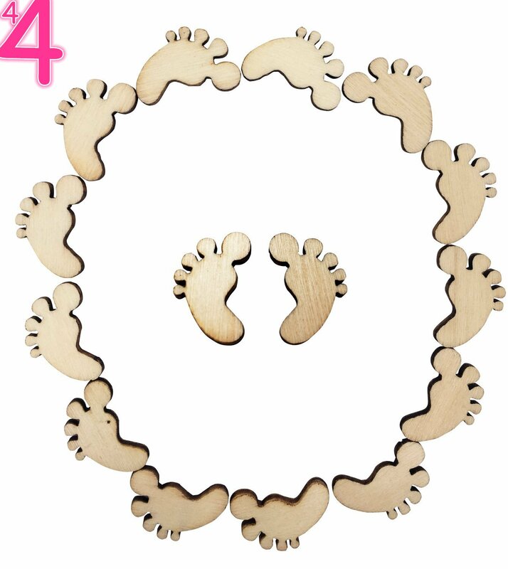 Baby Wooden Scrapbooking Embellishments Footprint LOVE Blank Wood Table Scatter for DIY Craft Baby Shower