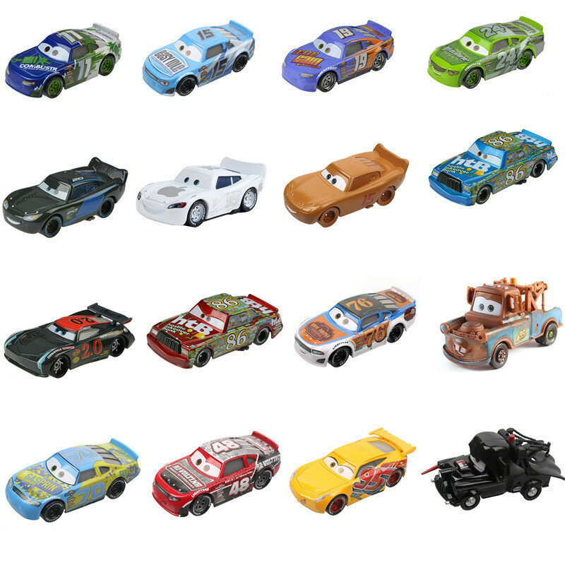 Disney Pixar Cars 2 3  Lightning McQueen The King Francesco Piston Cup 1:55 Diecast Vehicle Metal Alloy Model Car Toy For Boys