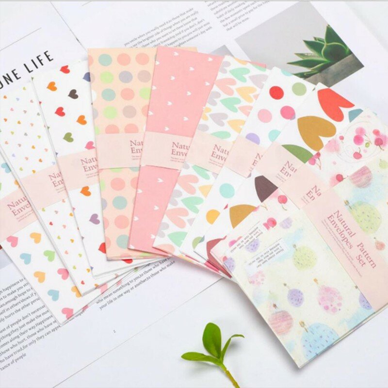 5pcs/pack  Kawaii Flower Plant Paper Envelopes Floral Gift Passionate Cards for Kids Students
