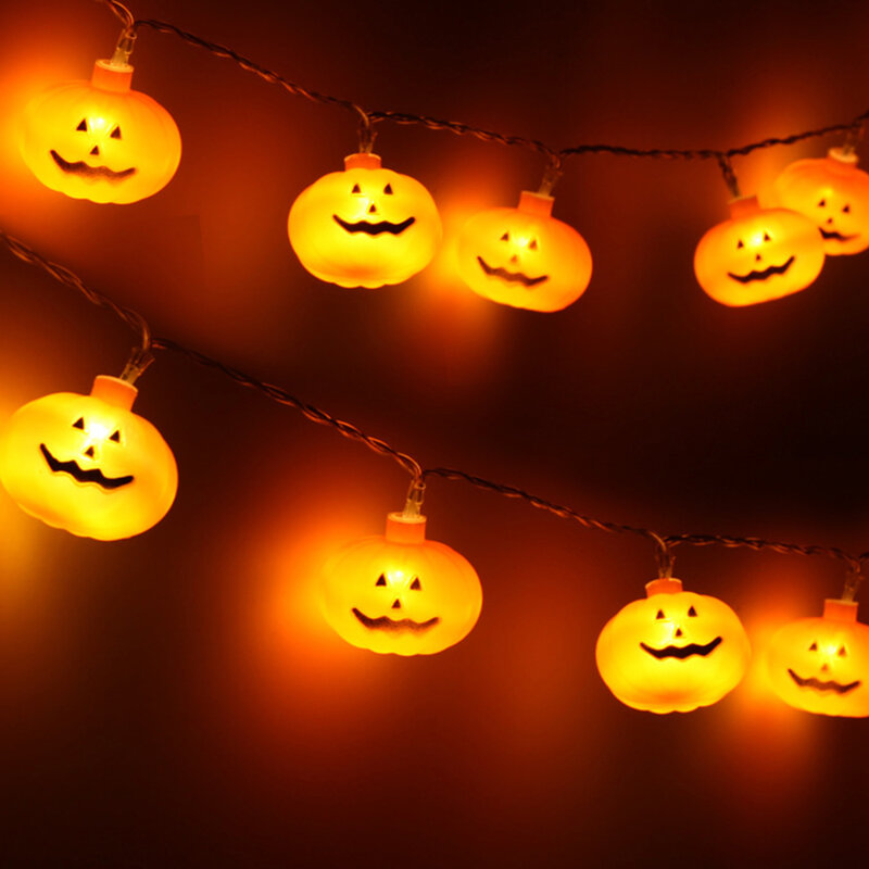 10LED هالوين اليقطين العنكبوت الخفافيش الجمجمة سلسلة أضواء مصباح DIY بها بنفسك معلقة الرعب هالوين الديكور للمنزل لوازم الحفلات