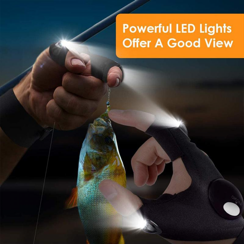 À prova dwaterproof água de dois dedos led lanterna meia-dedo luvas de pesca esportes iluminação portátil led ciclismo ao ar livre lanterna