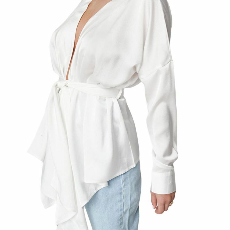 EFINNY-Blusa blanca de manga larga para verano y otoño, camisa elegante de talla grande para mujer
