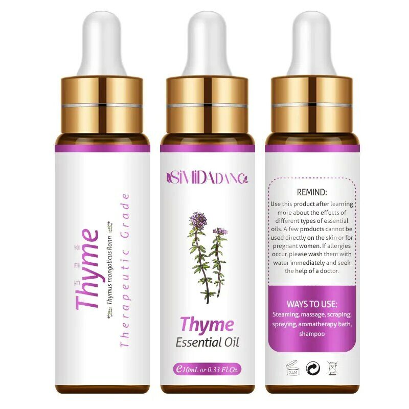 Minyak Esensial Thyme 10ML dengan Pelumas Pijat Tetes Perawatan Rambut Anti Ketombe Minyak Kutikula Penghilang Bau Minyak Aromatik