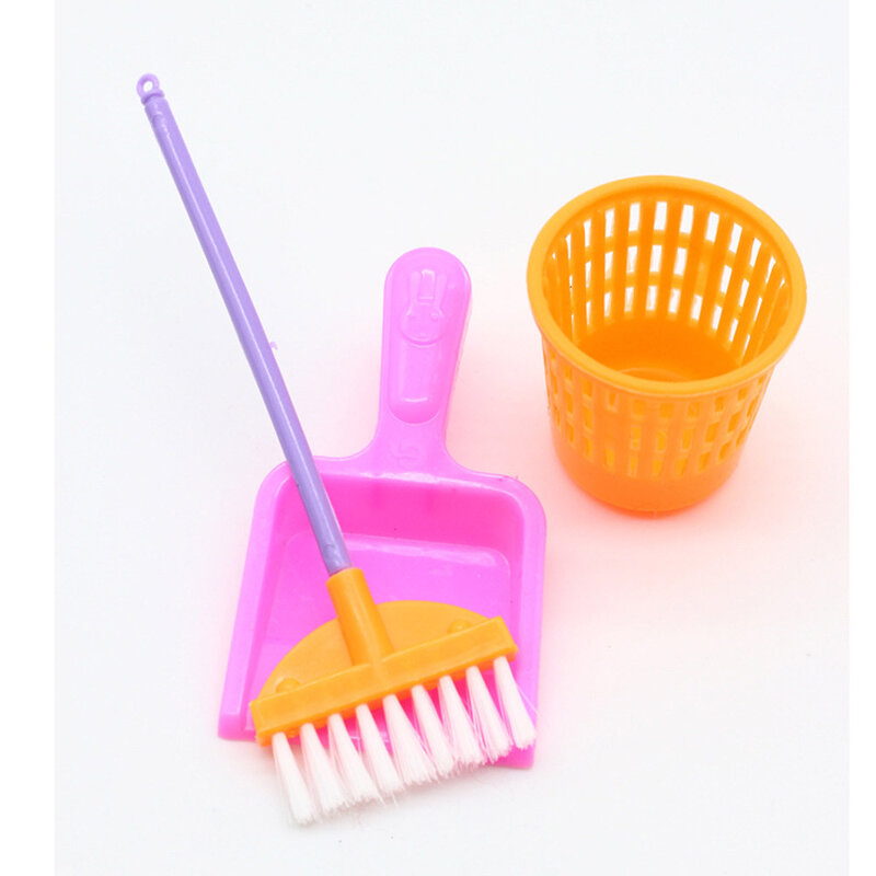 9pcs Dolls Pretend Play Toys Dolls Furniture Cleaning Kit Set Funny Vaer Mop Broom Tool Toys Dollhouse Miniaturecuum Clean