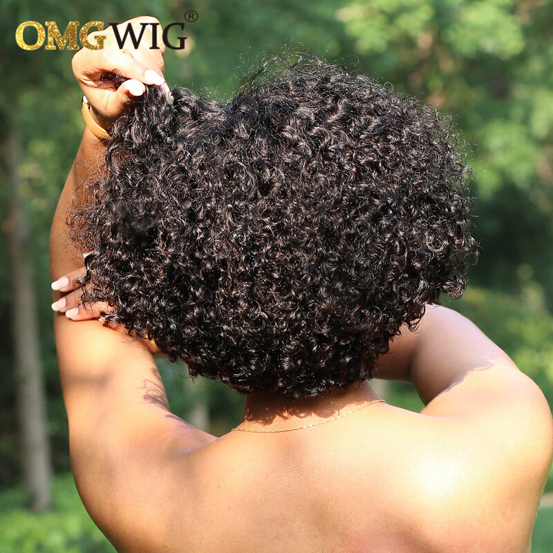 4X4 krótki Bob fryzura Pixie kręcone koronki przodu uzupełnienie splotu ludzkich włosów peruki dla czarnych kobiet wstępnie oskubane z dzieckiem włosy brazylijski Remy włosy