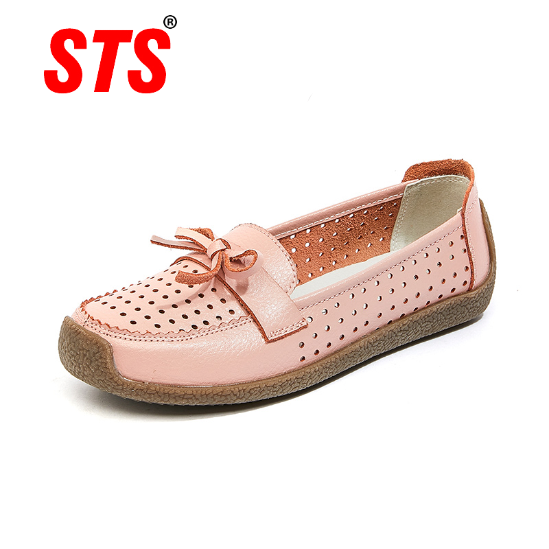 STS BRAND New Spring Women Genuine Leather Ballet Flats Casual Shoes Women Round Toe Slip On Flats Female Loafers Ballerina Shoe