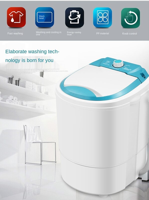 Mini machine à laver 220V pour enfants, petit appareil à laver à un seul baril, système d'élution intégré