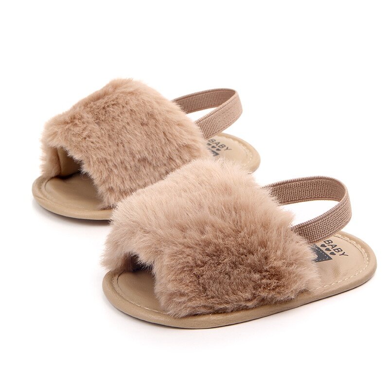 แฟชั่น Faux Fur รองเท้าเด็กฤดูร้อนเด็กทารกน่ารักเด็กชายหญิงรองเท้า Soft Sole ในร่มรองเท้าสำหรับ0-18M เด...
