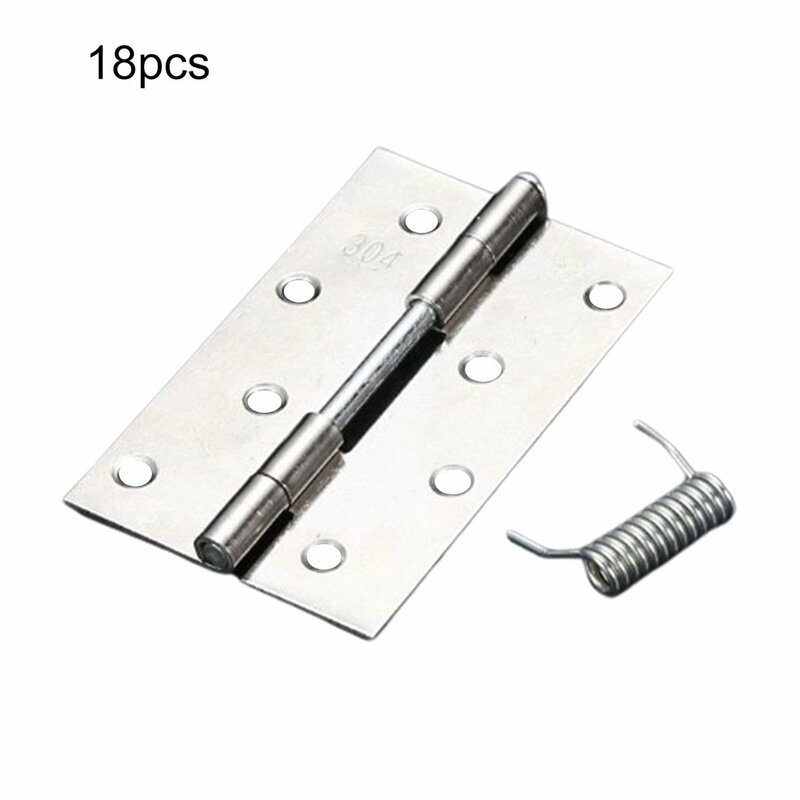 18pcs Door Hinges 304 Stainless Steel Polished Door Hinges With Spring For Home Restroom Bedroom Hall Balcony