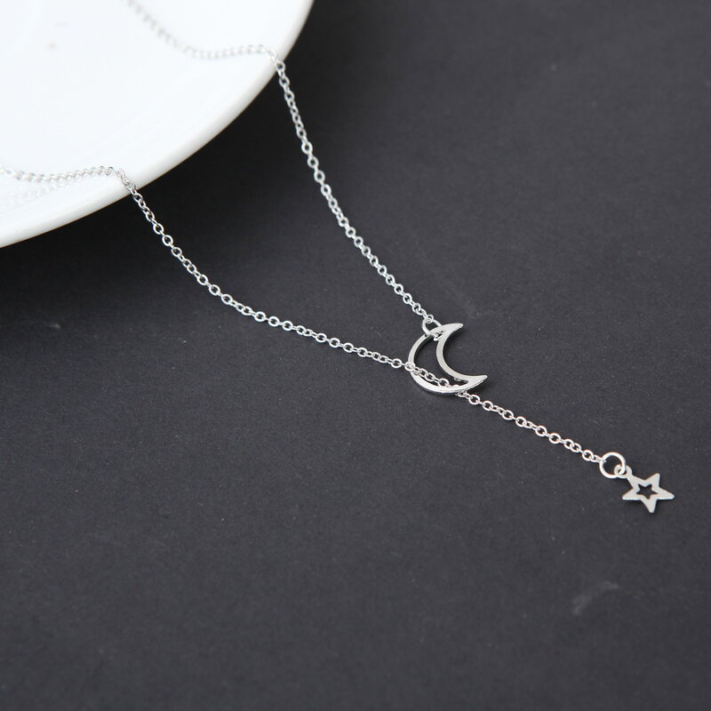 Stars Moon Necklace for Women 2021 Fashion Aesthetic Collar Accessories Stainless Steel Jewelry Clavicle Chain Wholesale Gift