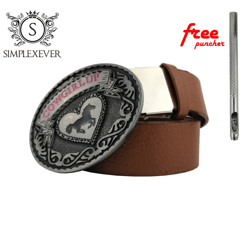 Cowgirl UP Fashion Belt Buckle for Men Horse Oval Silver Belt Buckle with Leather Belt Drop Shipping