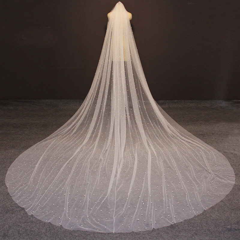 Voile de mariée perlé avec peigne, 3 mètres de large, 4 mètres de Long