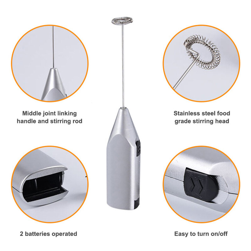 Electric Milk Frother Kitchen Drink Foamer Whisk Mixer Stirrer Coffee Cappuccino Creamer Whisk Frothy Blend Whisker Egg Beater