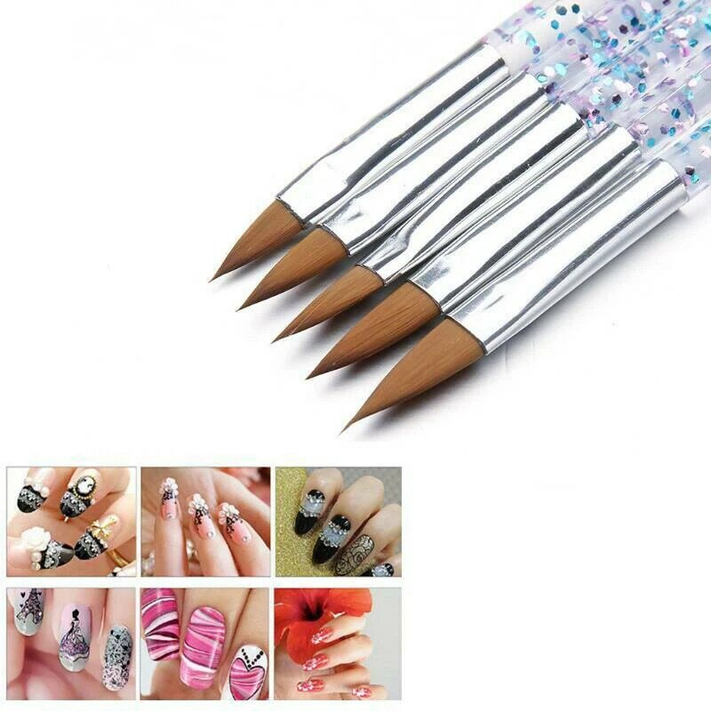 5pcs Nail Crystal Pen Nail Polish Brush Tool Acrylic UV Gel Engraving Nail Brushes Nail Tools Nail Art & Tools Beauty & Health