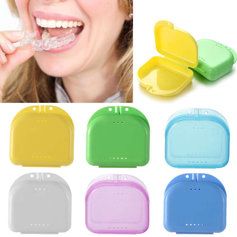 8 colores de los dientes falsos caso de ortodoncia retenedor Dental boca guardia almacenamiento para dentadura de caja de plástico de higiene Oral suministros organizador