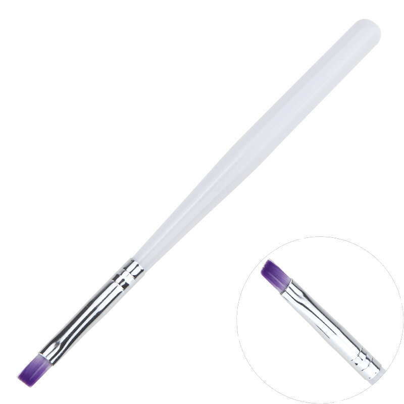 Pincel de Gel UV para dibujar y pintar, pincel de Color púrpura degradado, mango blanco, extensión de Gel UV para manicura