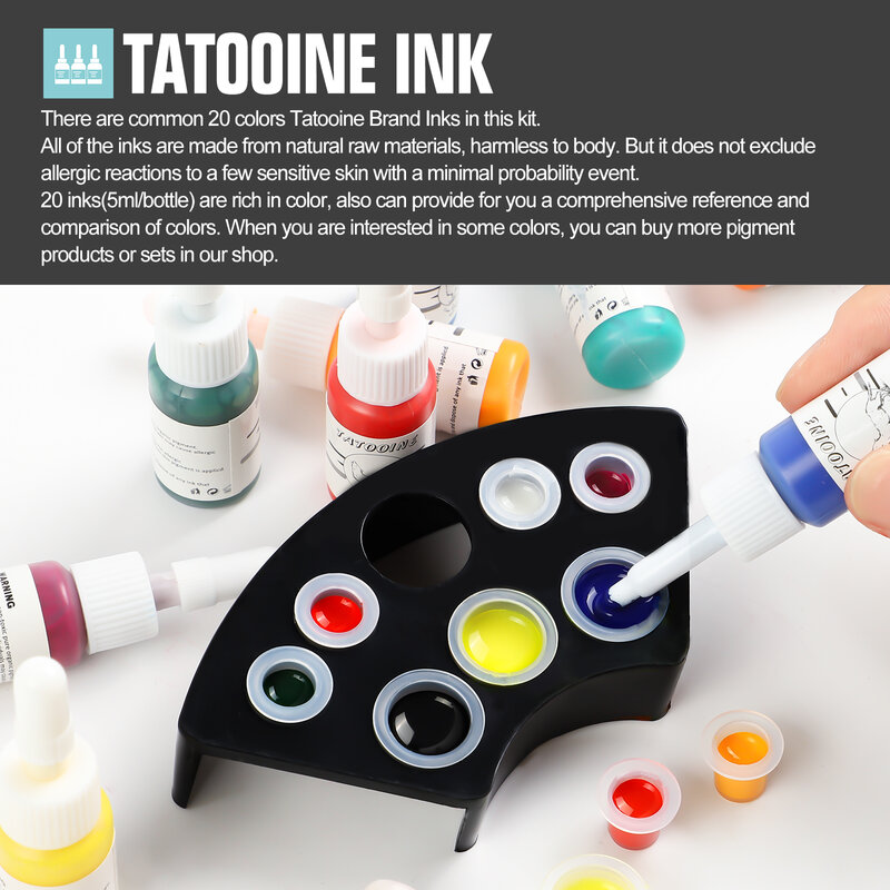 Kit de tatuaje con pistolas con pigmento negro, máquina de maquillaje permanente, fuente de alimentación de Pedal, agarre de máquina de tatuaje