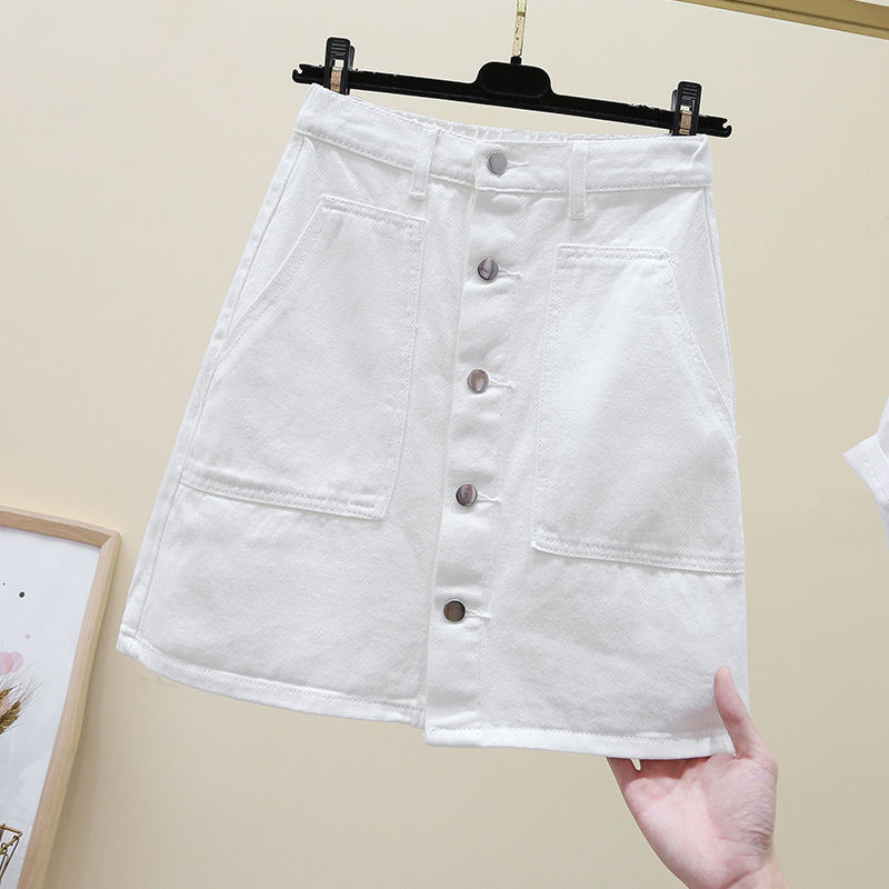 Falda de talla grande para mujer, ropa de primavera y verano, novedad de verano, cintura alta, ajustada, una hilera de botones, envoltura de cadera, 2021