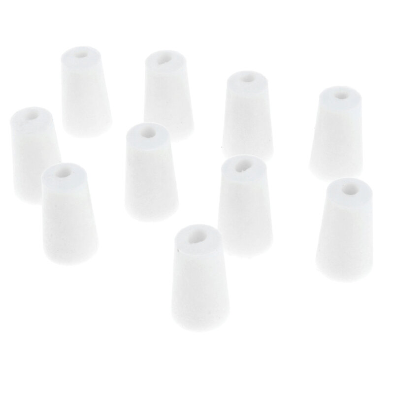10pcs White 1 Hole Rubber Plug Stoppers For Flask Tapered Tubs Laboratory Supply