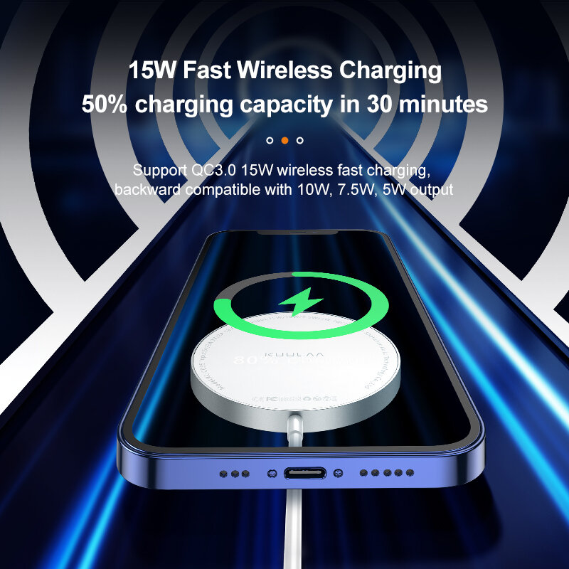 KUULAA Magnetic Wireless Charging For iPhone Mini 15W Fast Charger For iPhone 12 Pro Max Wireless Charger For Huawei Xiaomi Qi