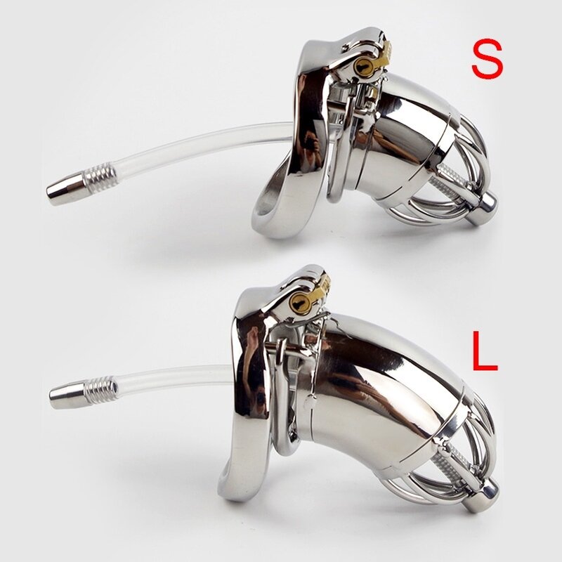 Dispositivo de castidad de acero inoxidable 304 con catéter de sonido uretral y anillo de espiga, tamaño S/L, jaula para pene, elige cinturón de castidad Masculino
