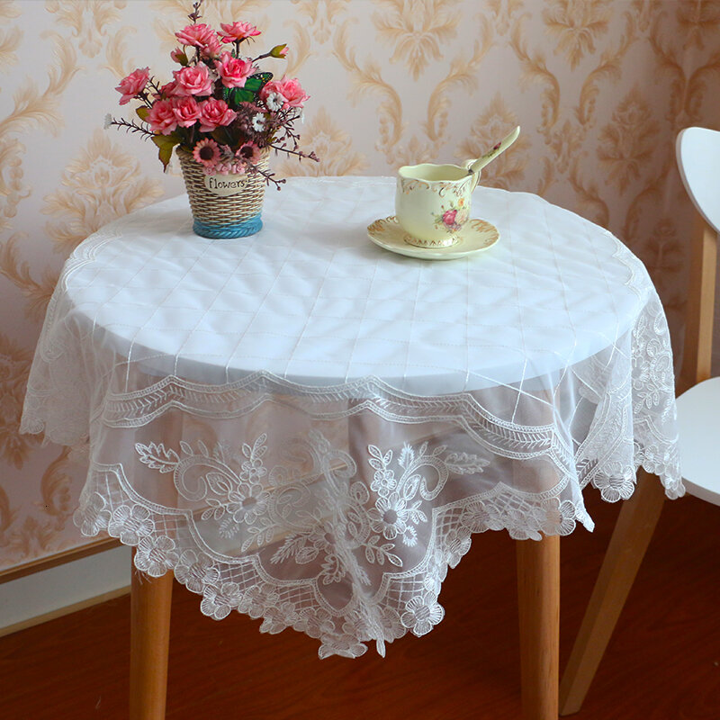 European Simple Lace Water Soluble Embroidery Tablecloth Coaster Balcony Coffee Table Cloth Christmas Wedding Decoration Tapete