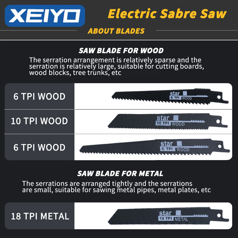XEIYO 5000 دورة/دقيقة منشار كهربائي متردد متغير السرعة معدن الخشب بك العظام قطع أداة لبطارية ماكيتا 18 فولت