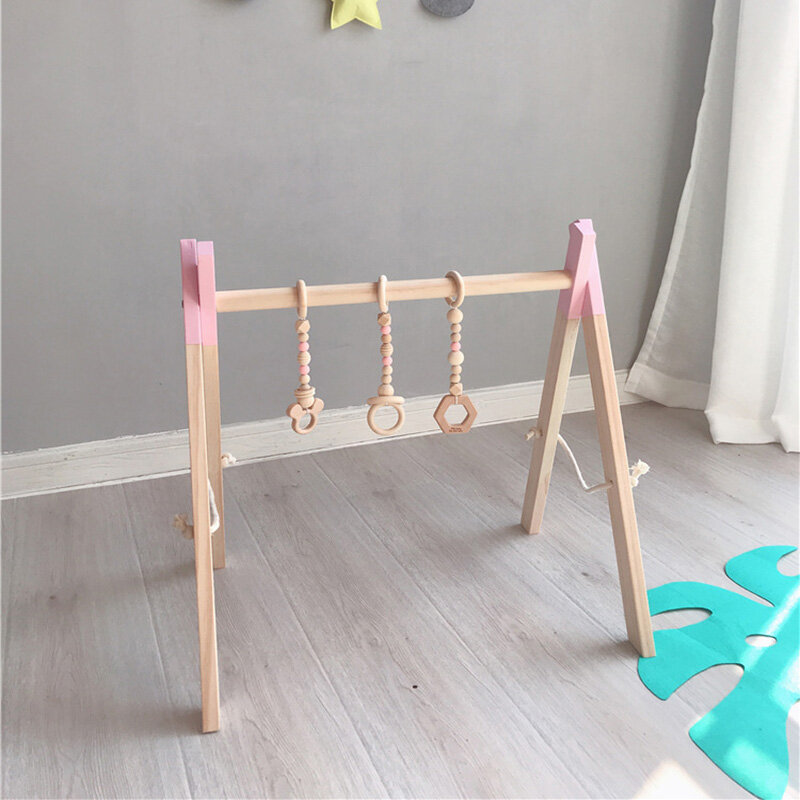 Baby Wood Play Gym Foldable Frame Activity Gym Girl Boy Exercise Fitness Toys Kids Children Bedroom Decorations Newborn Gifts