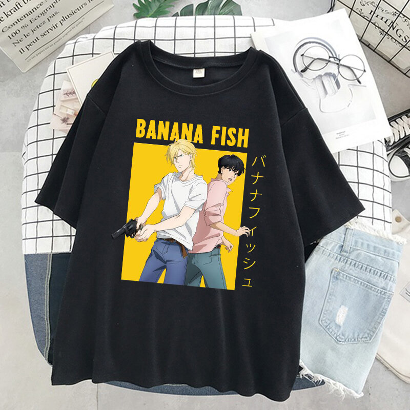 Divertido Japón Anime Banana pescado T camisa de los hombres Manga U.. 