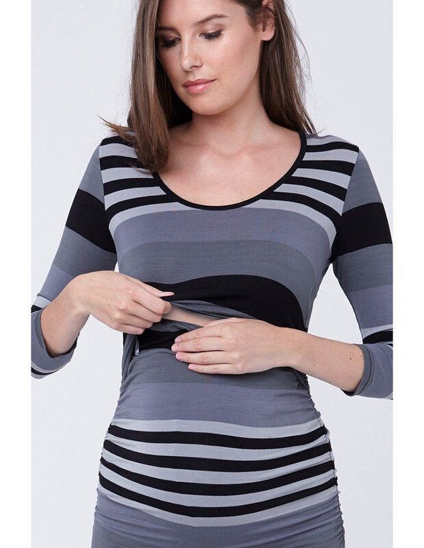 النساء الحوامل ملابس حمل فستان رضاعة مخطط طفل فساتين الحمل الرضاعة الطبيعية ملابس Ropa ابازادا