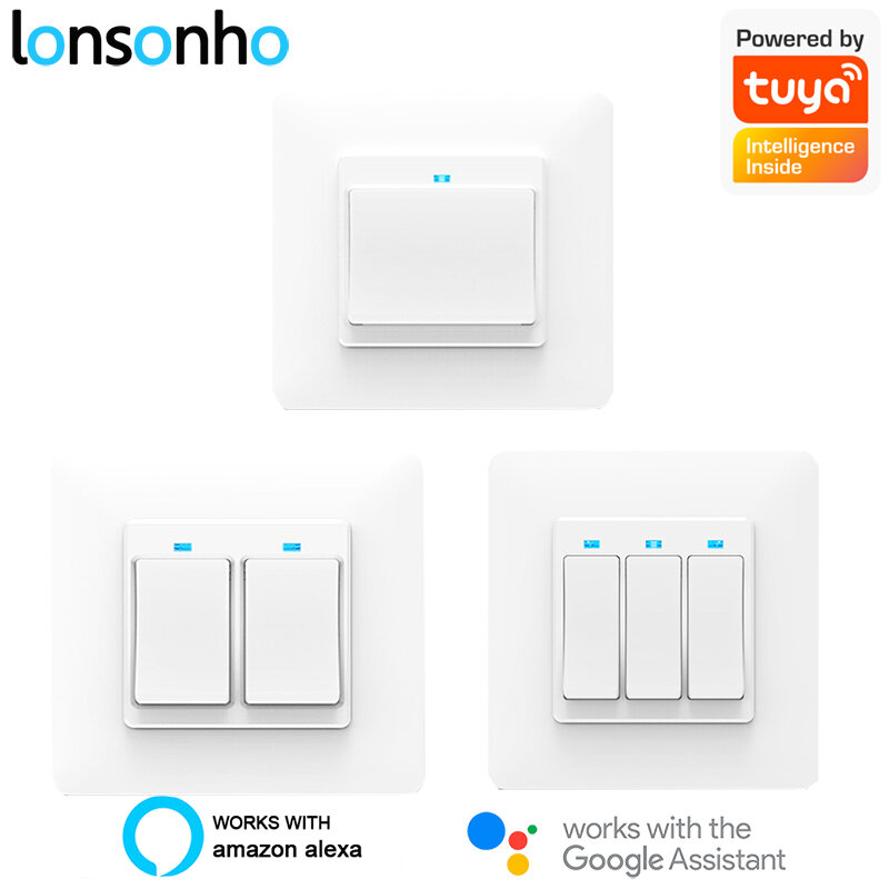 Lonsonho – interrupteur mural intelligent, 220V, avec télécommande sans fil, wi-fi, Tuya, application Smart Life, EU, bouton, pour luminaire, Alexa, Google Home