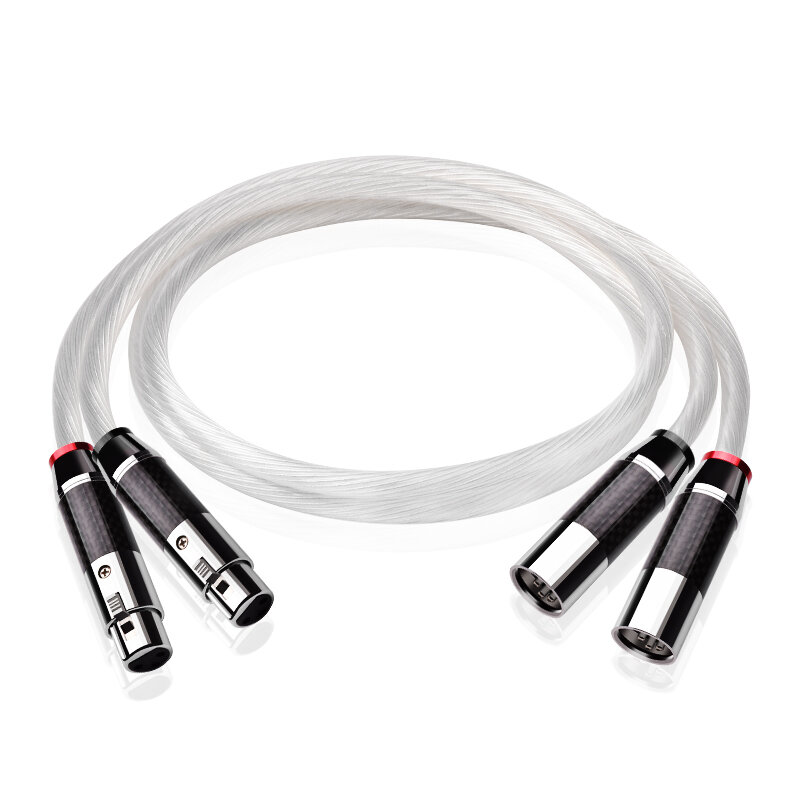 Cable de Audio Hifi 2XLR, alta calidad, OCC, chapado en plata, 3 pines, XLR, macho a hembra, con enchufe XLR de fibra de carbono