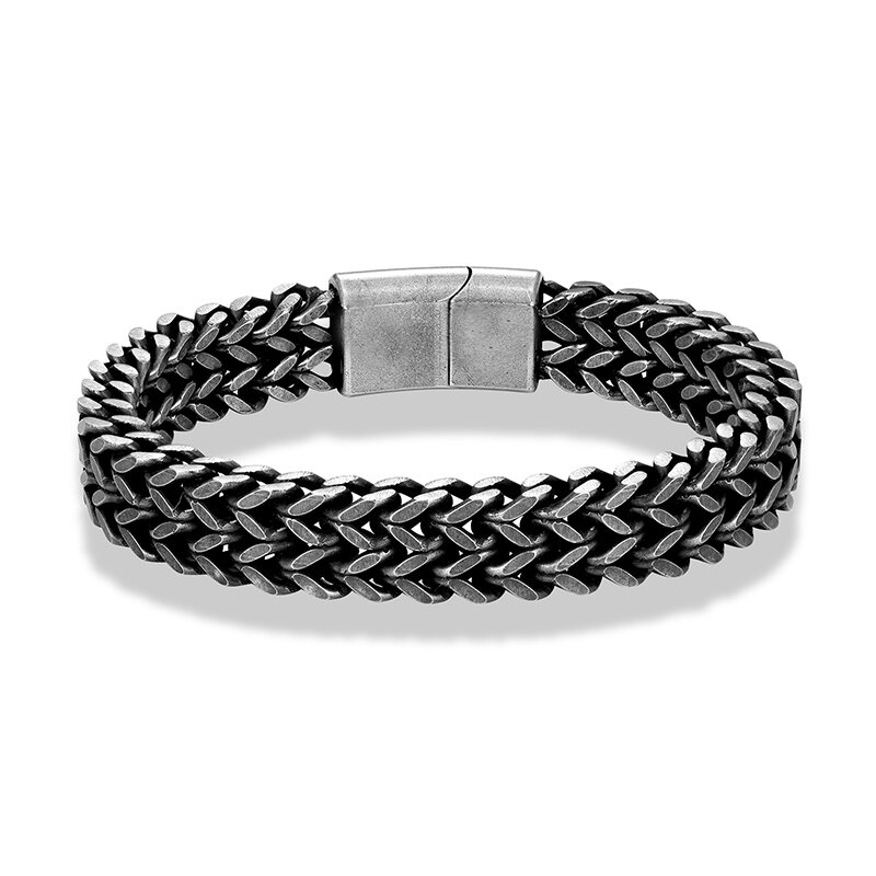 Stainless Steel Chain Men Bracelet Punk Hand Accessories Magnetic Clasp Vintage Wristband Male Jewelry Wholesale Christmas Gifts