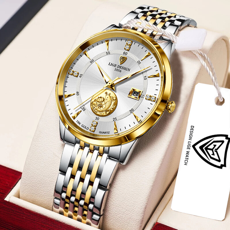 Lige 2021 nova moda dos homens relógios com aço inoxidável topo marca de luxo esportes cronógrafo relógio de quartzo masculino relogio masculino