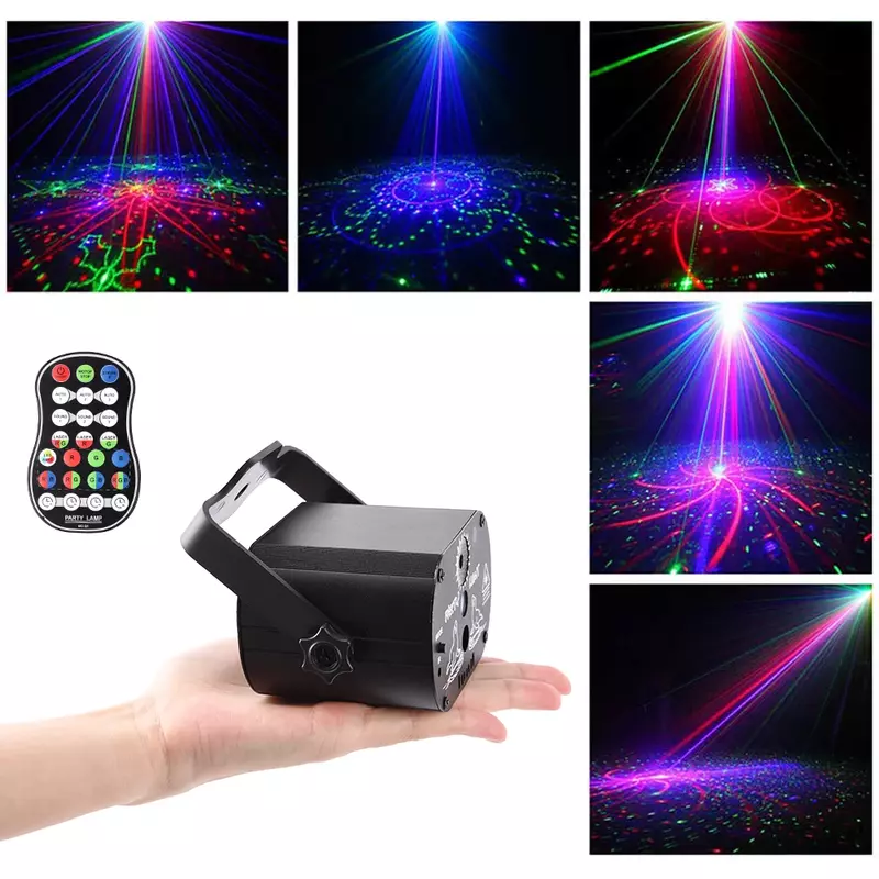 Oświetlenie dyskotekowe Led światła sceniczne sterowanie głosem muzyka laserowa lampa projekcyjna 60 trybów lampa efektowa RGB na imprezę z kontrolerem