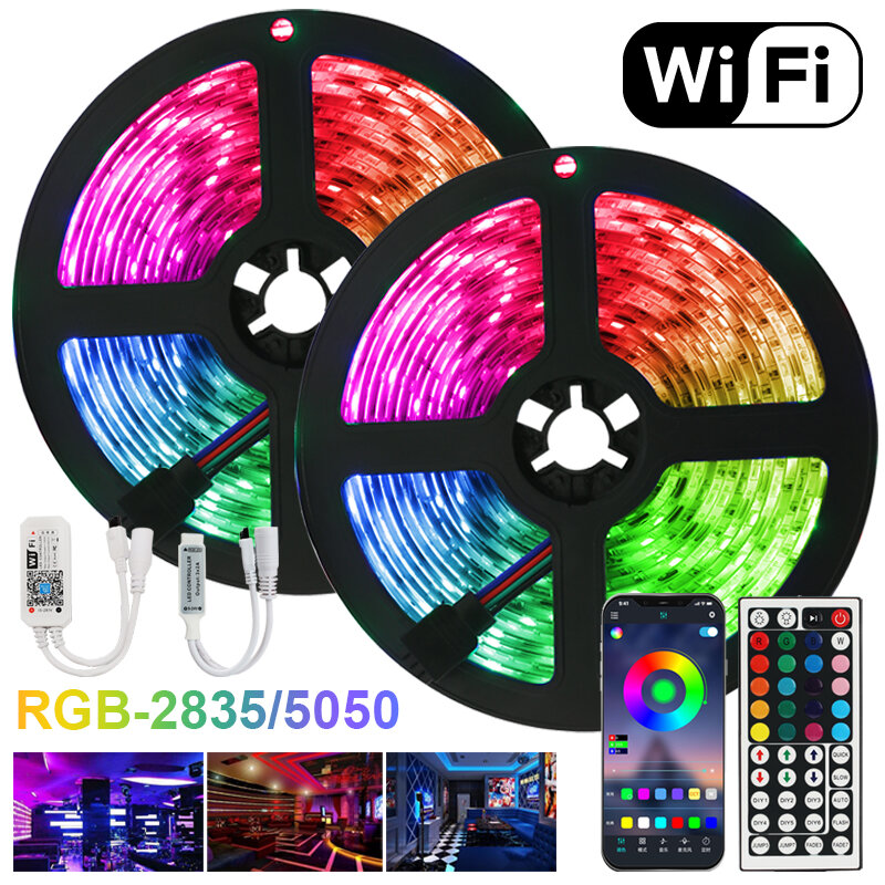 Strips Waterproof WiFi Flexible Lamp 5050SMD2835 Tape Ribbon Diode LED Lights DC12V Led Strips Lights Bluetooth RGB Iuces