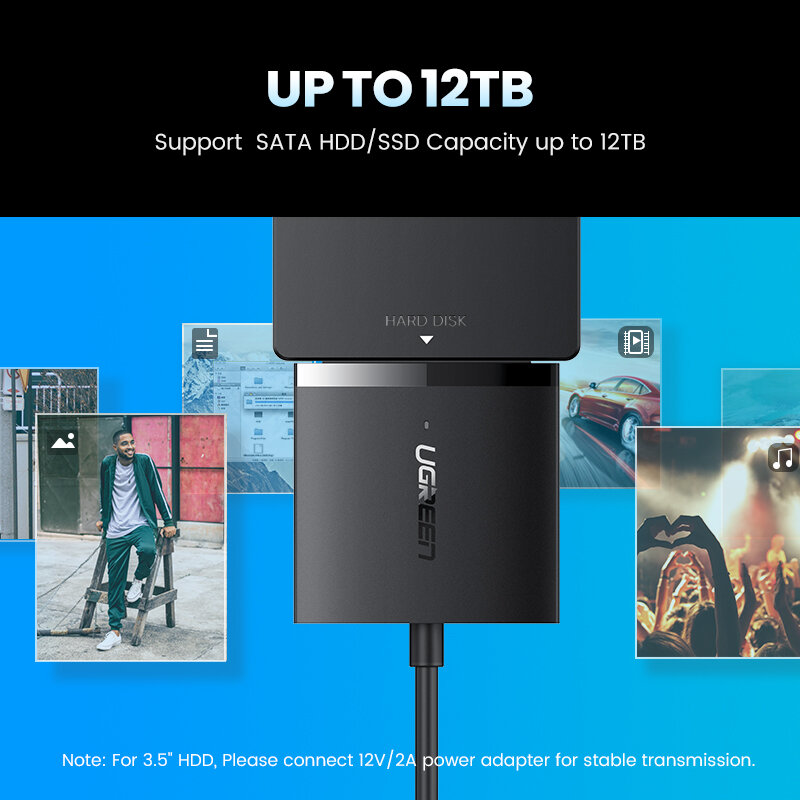 Ugreen SATA a USB adaptador USB 3.0 2.0 a SATA cable Convertidor para Samsung Seagate WD 2.5 3.5 HDD SSD disco duro USB SATA adaptador