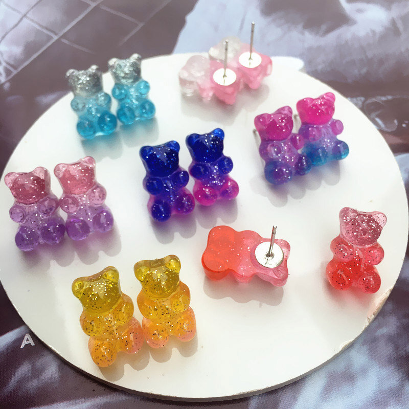 Orecchini orso animale per le donne moda orecchini coreani orso colorato orecchini tendenza Multi colore regalo ragazza carina all'ingrosso