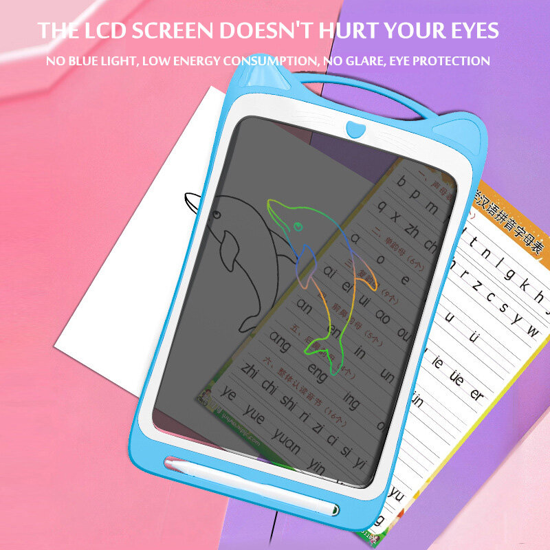 Tablet Gambar LCD Transparan 12 "untuk Mainan Anak-anak Alat Lukis Papan Tulis Elektronik Mainan Edukasi Anak Laki-laki