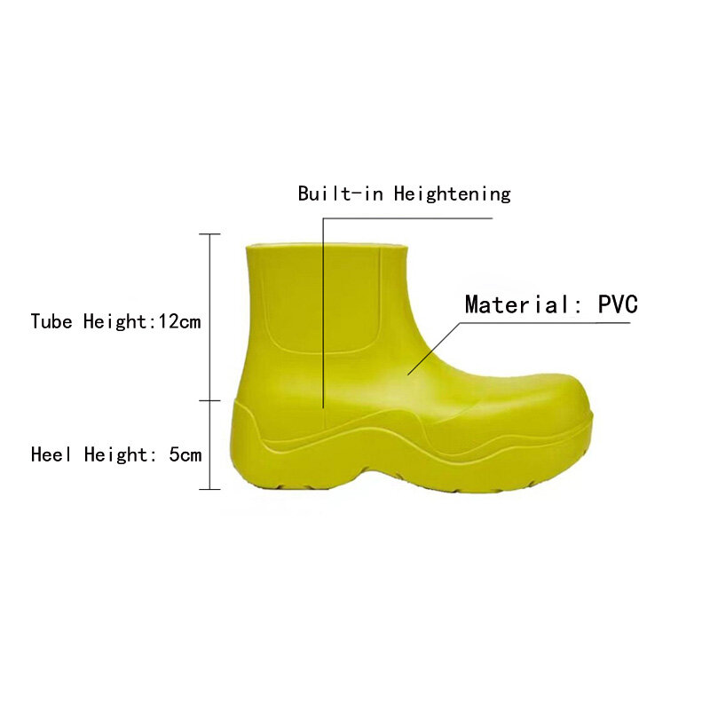 2021 New Brand Women Rain Boots Rubber Ladies Walking Men Non-slip Waterproof Ankle Chelsea Boots Casual Thick Sole Short Boot S