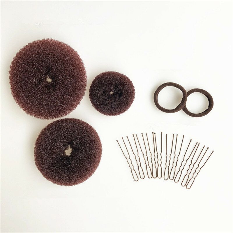 Frikadelle Kopf Teller Haar Set Donut U-förmigen Clip Elastische Haar Band Haar Zubehör Set