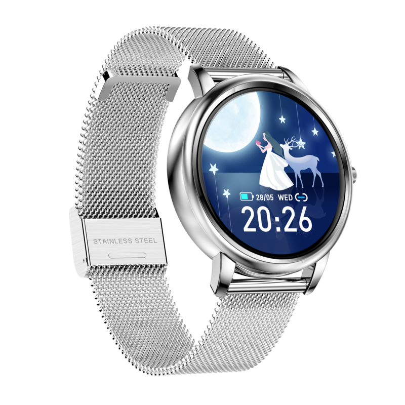 Reloj inteligente con Dial pequeño para mujer, reloj inteligente con recordatorio de vibración y frecuencia cardíaca en tiempo Real, presión arterial, compatible con Bluetooth 5,0