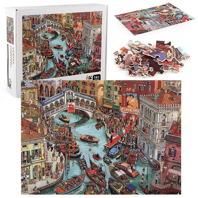 Venetië Olieverf Puzzel Partitie Tips Diy Landschap Model Assemblage Speelgoed Voor Kinderen Volwassen Decompressie Games