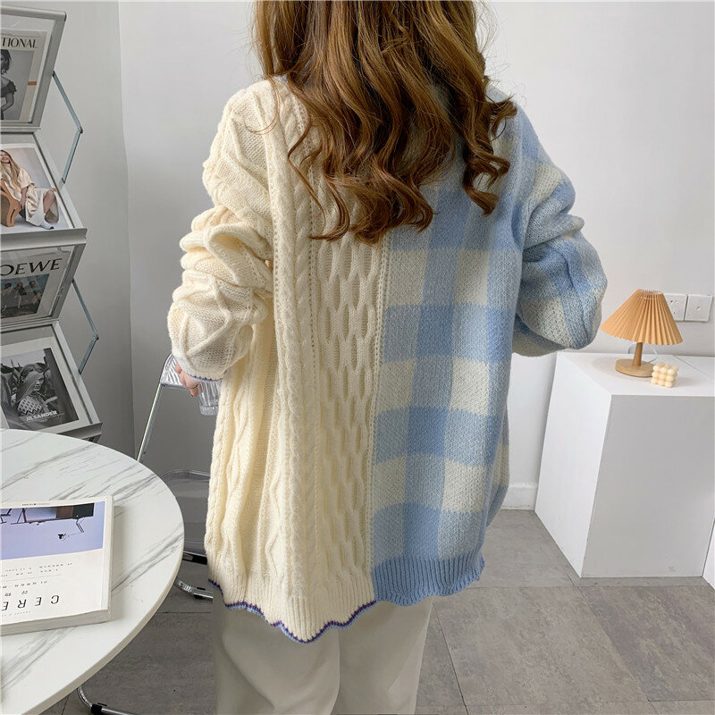 Cárdigan de punto de gran tamaño para mujer, suéter femenino de estilo Harajuku, de talla grande