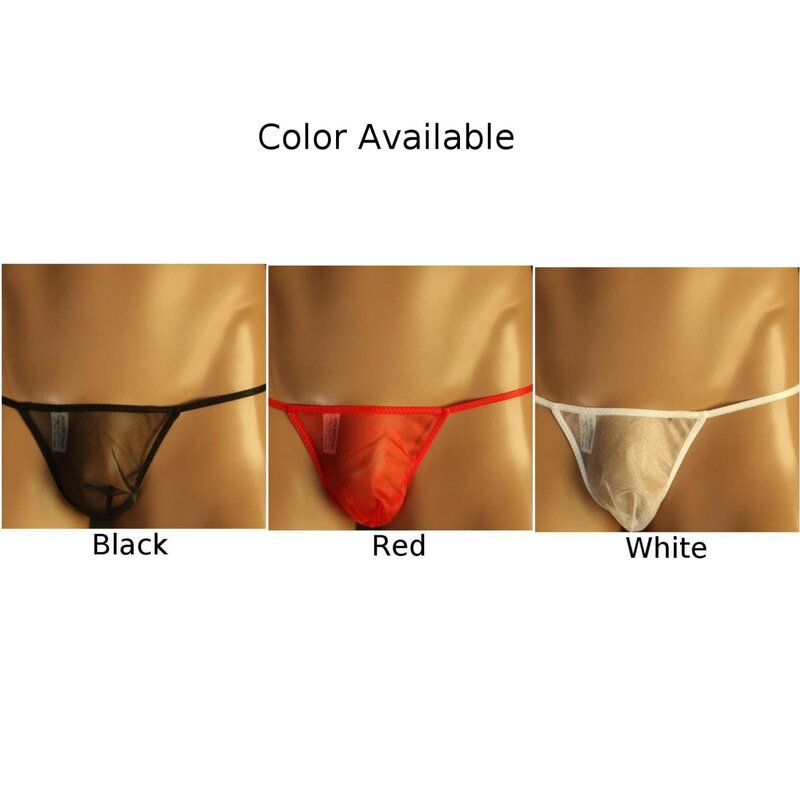 New Men Sexy T-string Thong Lingerie Gay Low Waist Perspective Mesh Briefs See Through Solid Color Underwear Male Sexy Thong