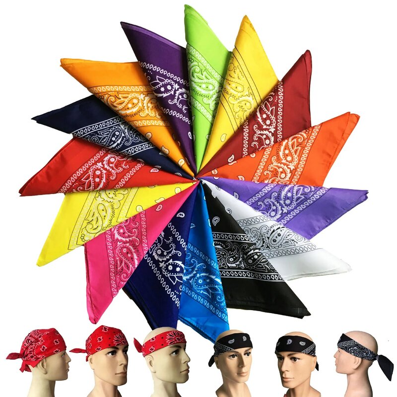 Hip Hop Big Square Pattern Scarf Bandana Headband Polyester Hair Bands Multicolor Turban Hair Accessories For Women Girls Men