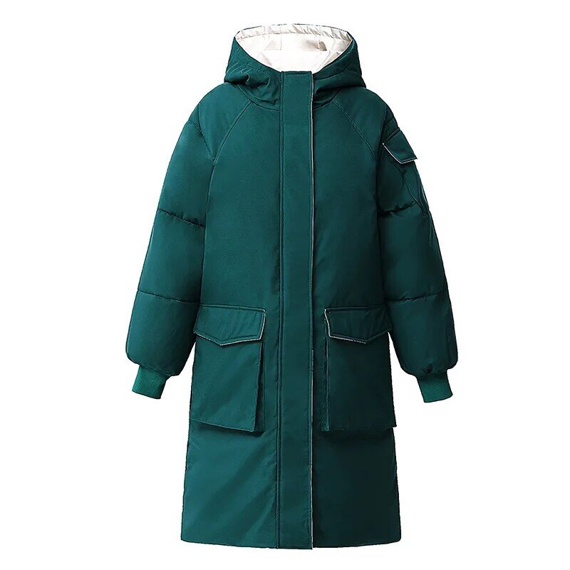 Chaqueta con capucha de algodón para mujer, chaqueta con capucha de algodón, versión coreana, temperamento suelto hasta la rodilla, novedad de invierno 2021