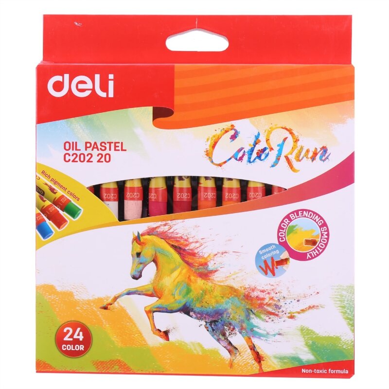 Deli Oil Color Pen Painting Crayons Safe Paint Brushes Rod Non-toxic Drawing Sketch Pencil Washable Pens For Children